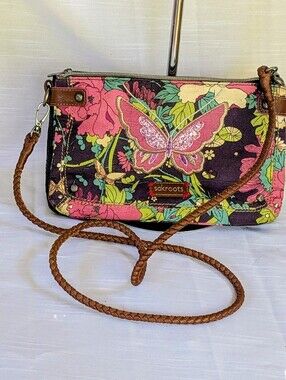 Sakroots Multicolor Floral & Pink Butterfly Crossbody Bag